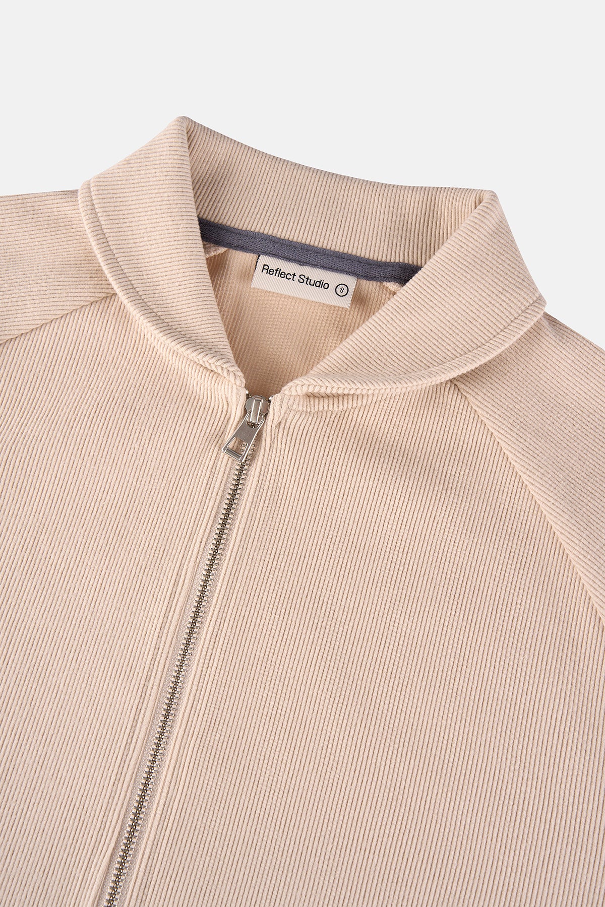 Basic Ribana Full-Zip Sweatshirt - Parşömen Bej