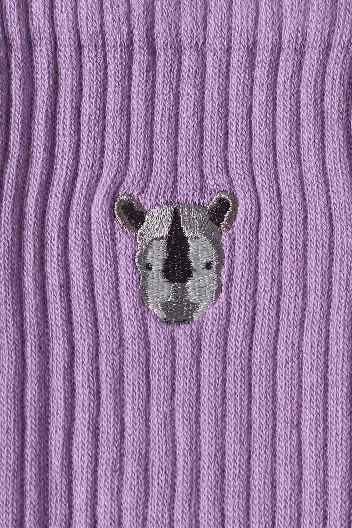 Gergedan Havlu Çorap - Lila