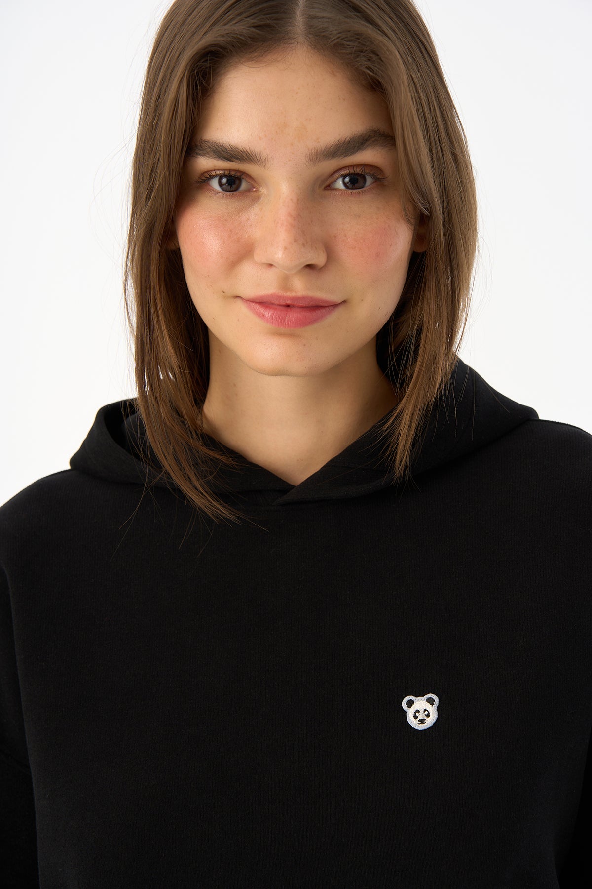 Panda SuperSoft Crop Hoodie - Siyah · 3