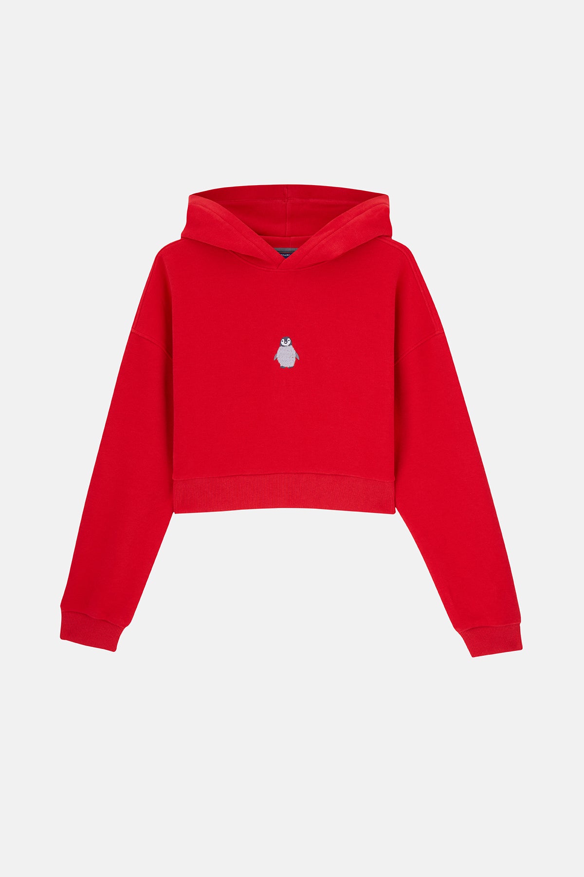Yavru İmparator Penguen SuperSoft Crop Hoodie - Kırmızı