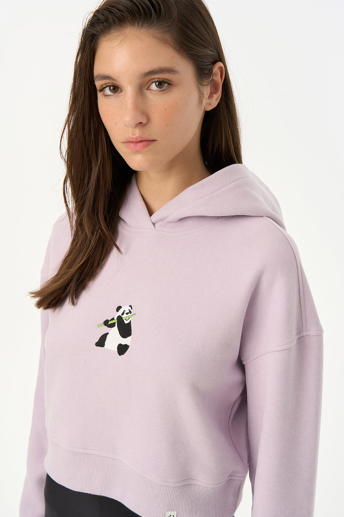 Panda Super Soft Crop Hoodie - Lila