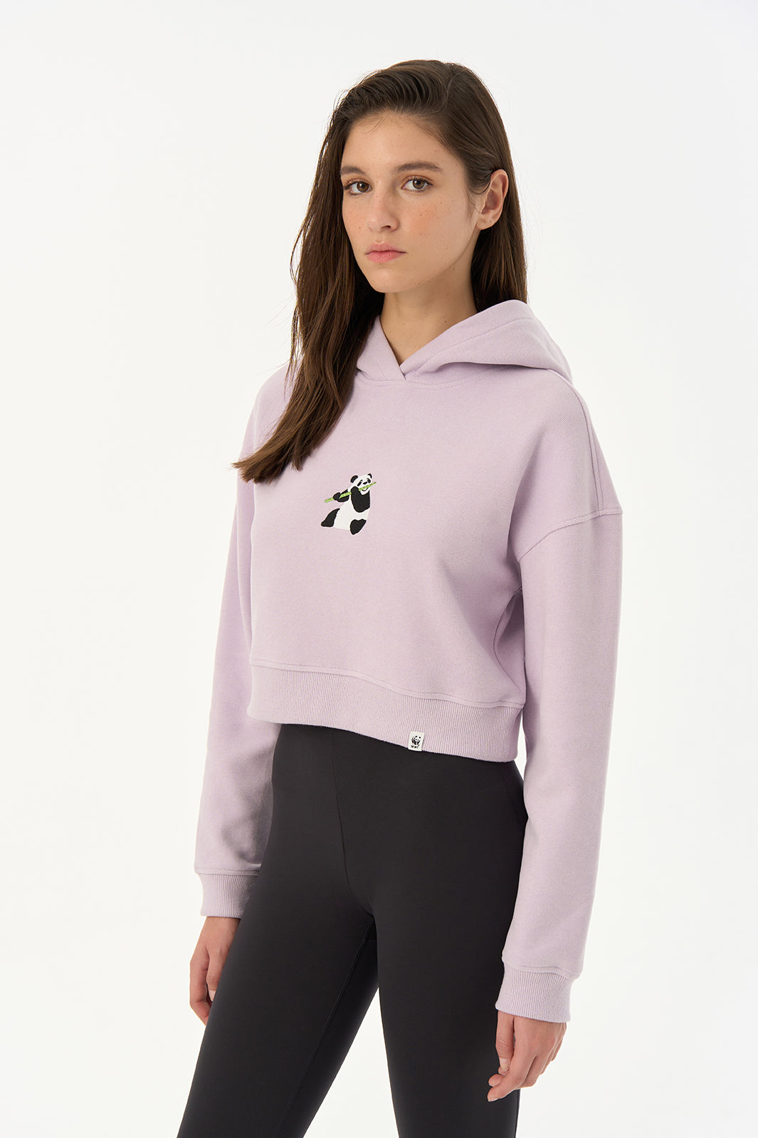 Panda SuperSoft Crop Hoodie - Lila