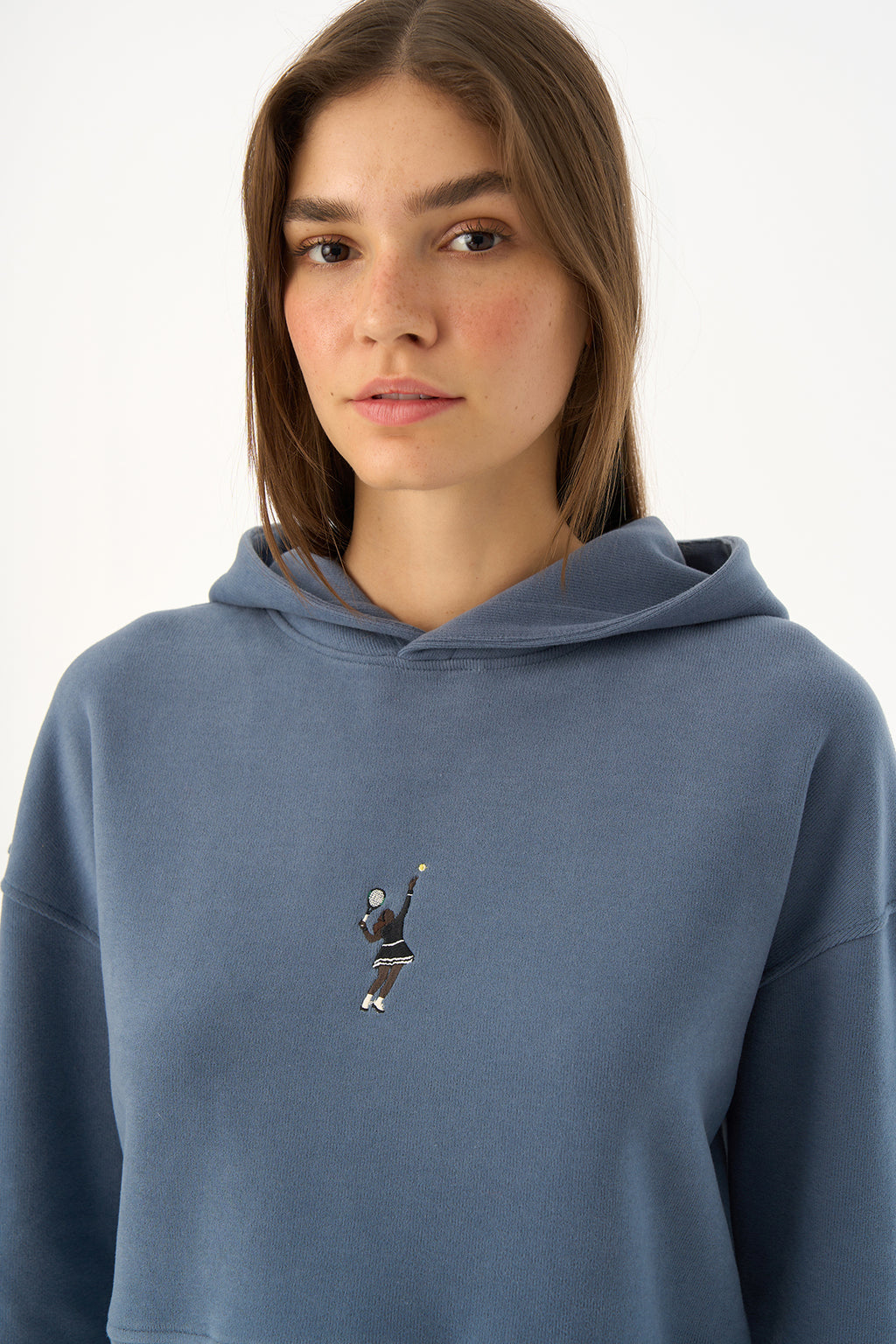 Queen SuperSoft Crop Hoodie - Flint Mavi