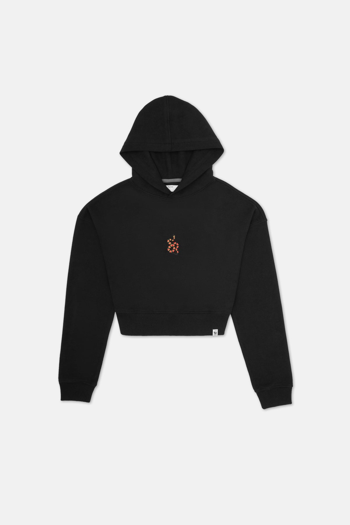 Mercan Yılanı SuperSoft Crop Hoodie - Siyah