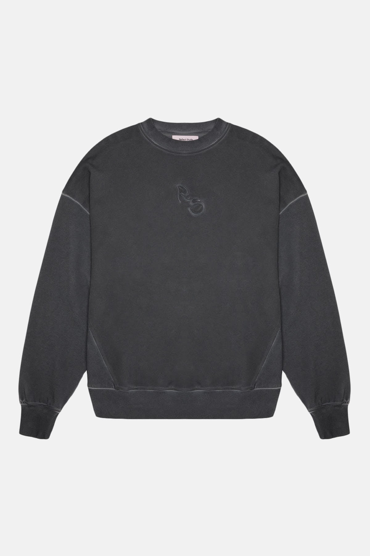 Logo Embroidered Washed Sweatshirt - Black