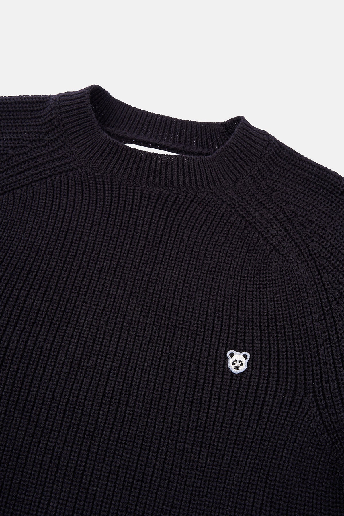 Panda Bisiklet Yaka Triko Sweater - Siyah