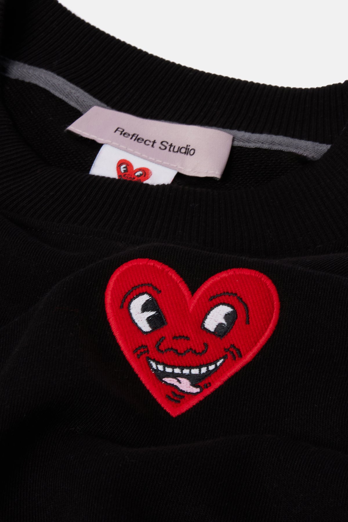 Keith Haring Heart Soft Fleece  Sweatshirt - Siyah