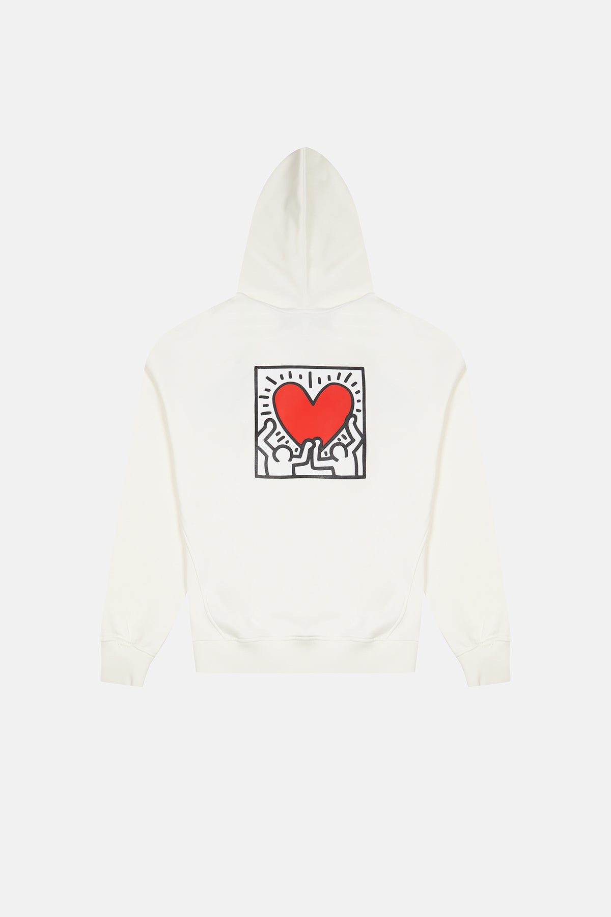 Keith Haring Heart People Soft Fleece Hoodie - Beyaz