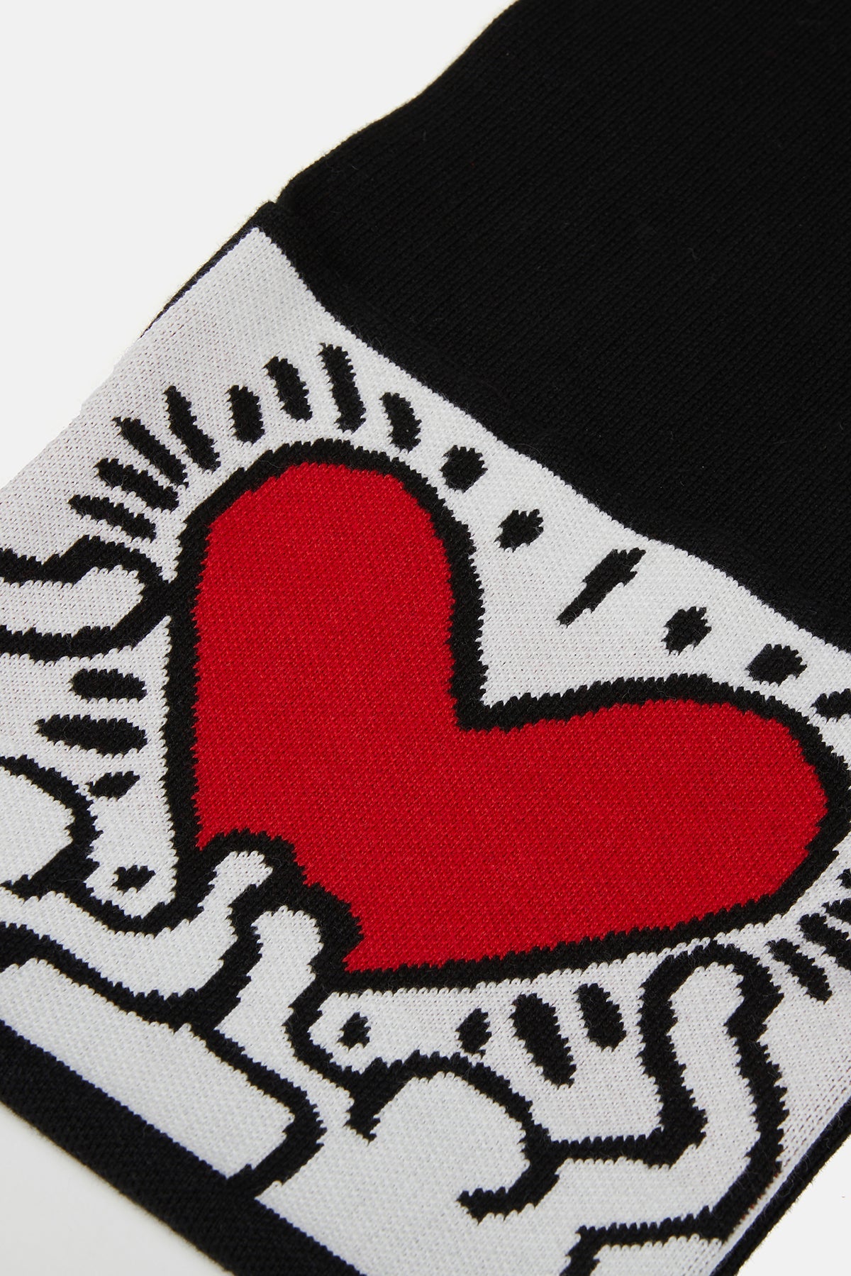Keith Haring Big Love Örgü Atkı - Siyah