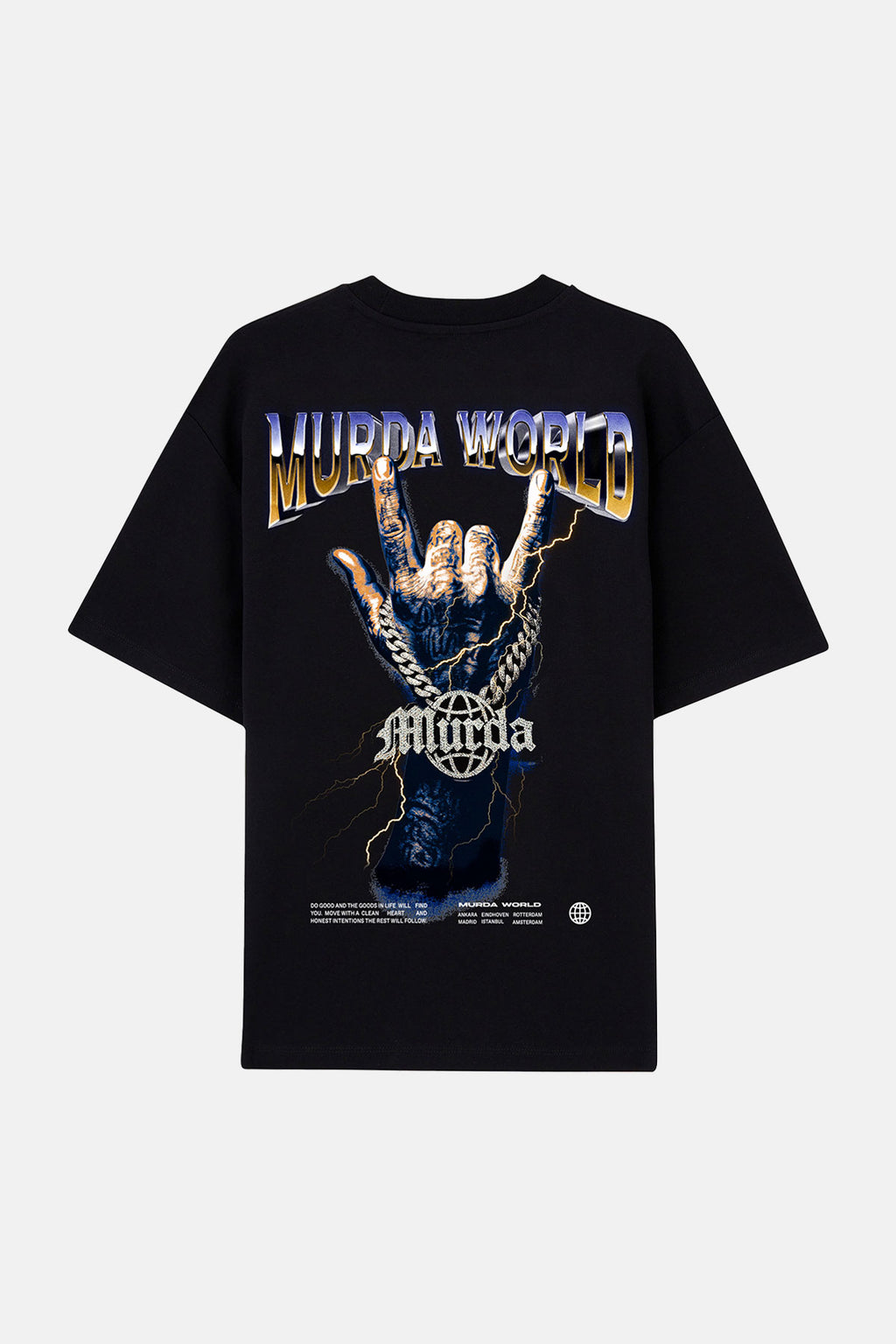 Murda World Rhinestone T-Shirt - Siyah