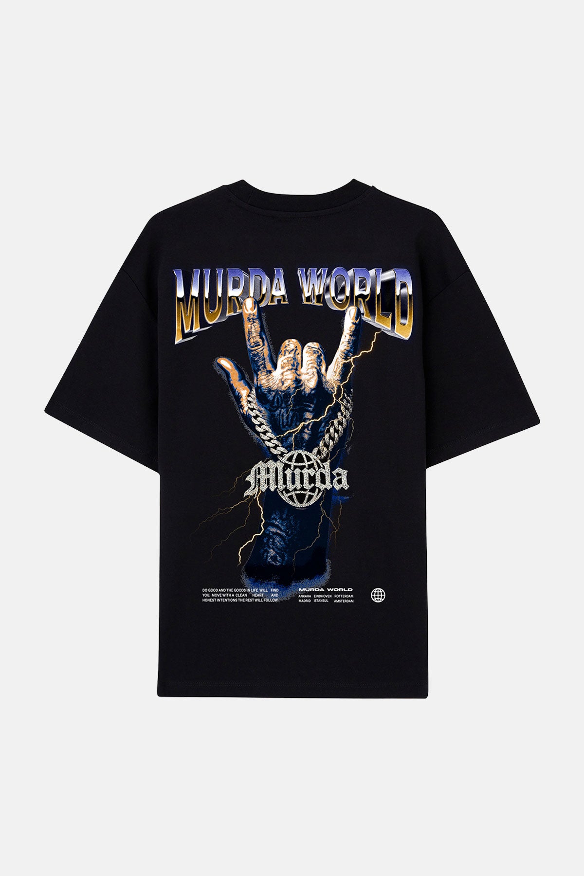 Murda World Rhinestone T-Shirt - Siyah