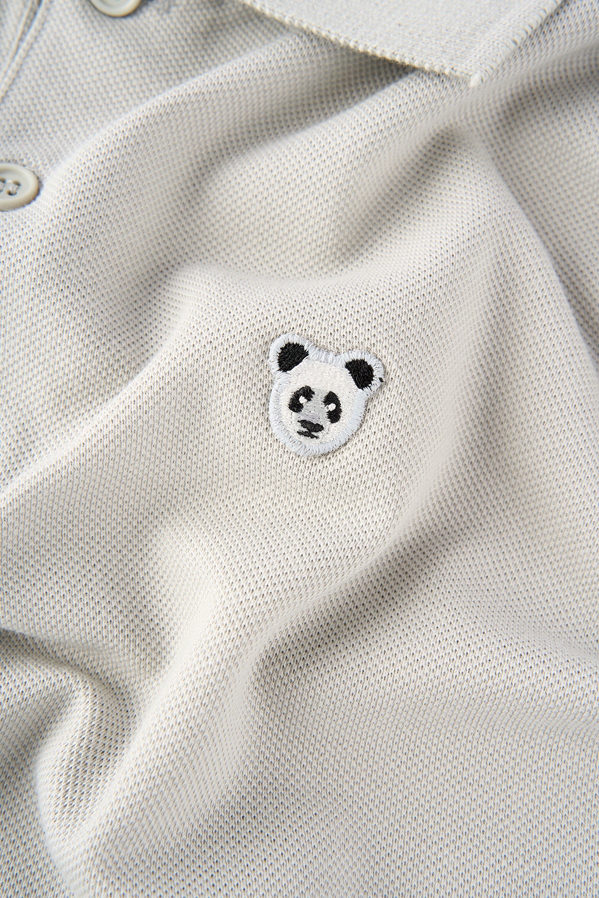 Panda Polo Yaka T-Shirt - Gri