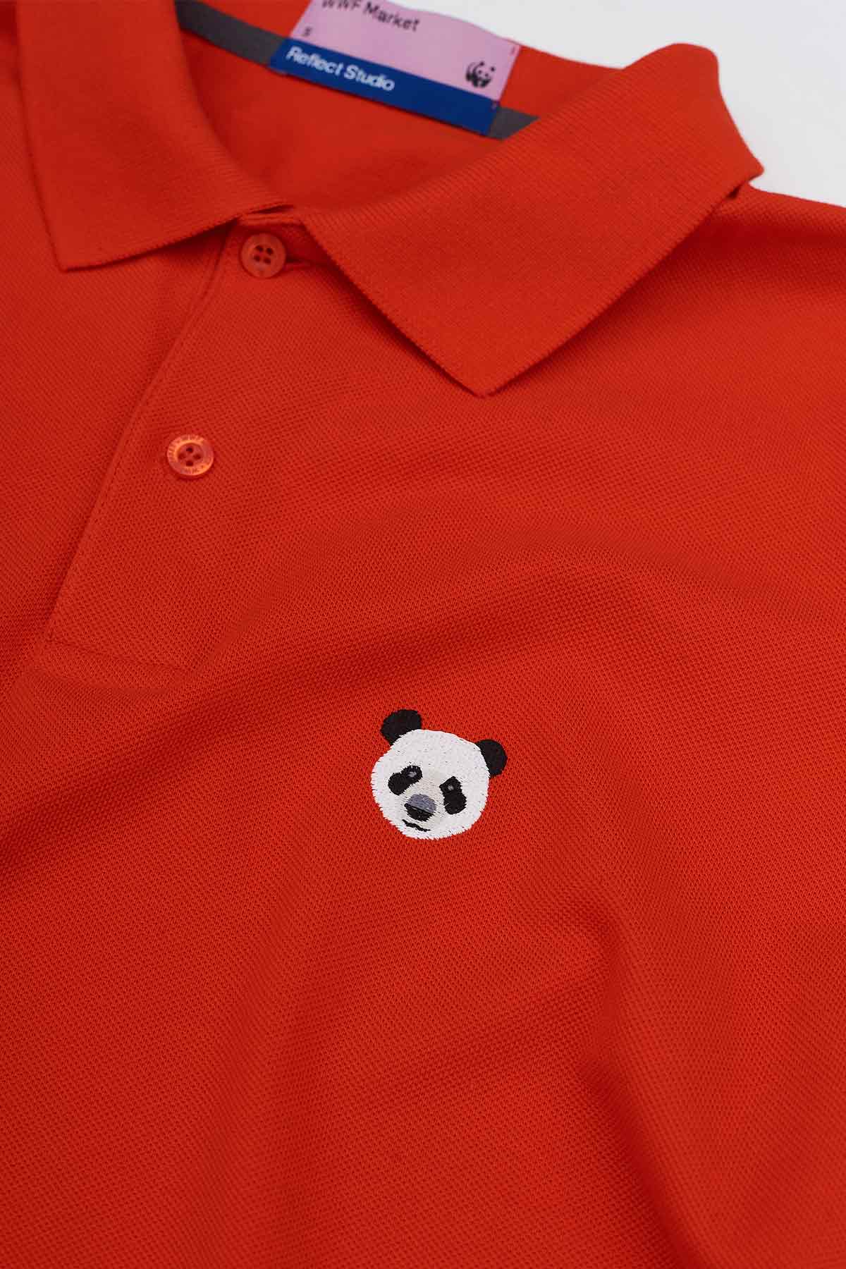 Panda Polo Yaka T-Shirt - Kırmızı