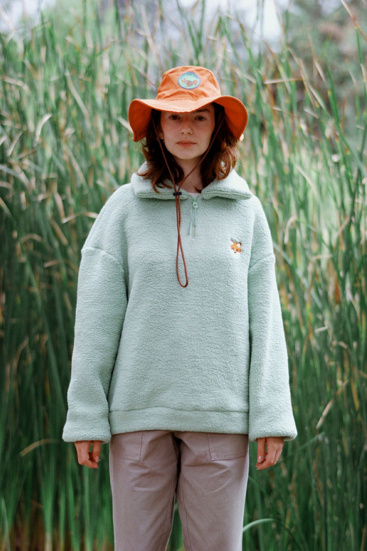 Kızıl Tilki Sherpa Quarter-Zip Sweatshirt - Mint Yeşili