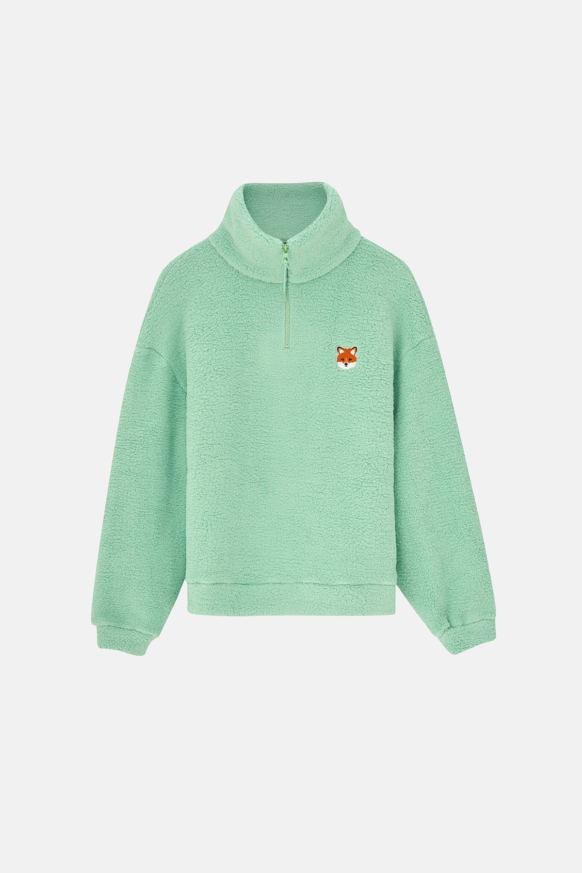Kızıl Tilki Sherpa Quarter-Zip Sweatshirt - Mint Yeşili