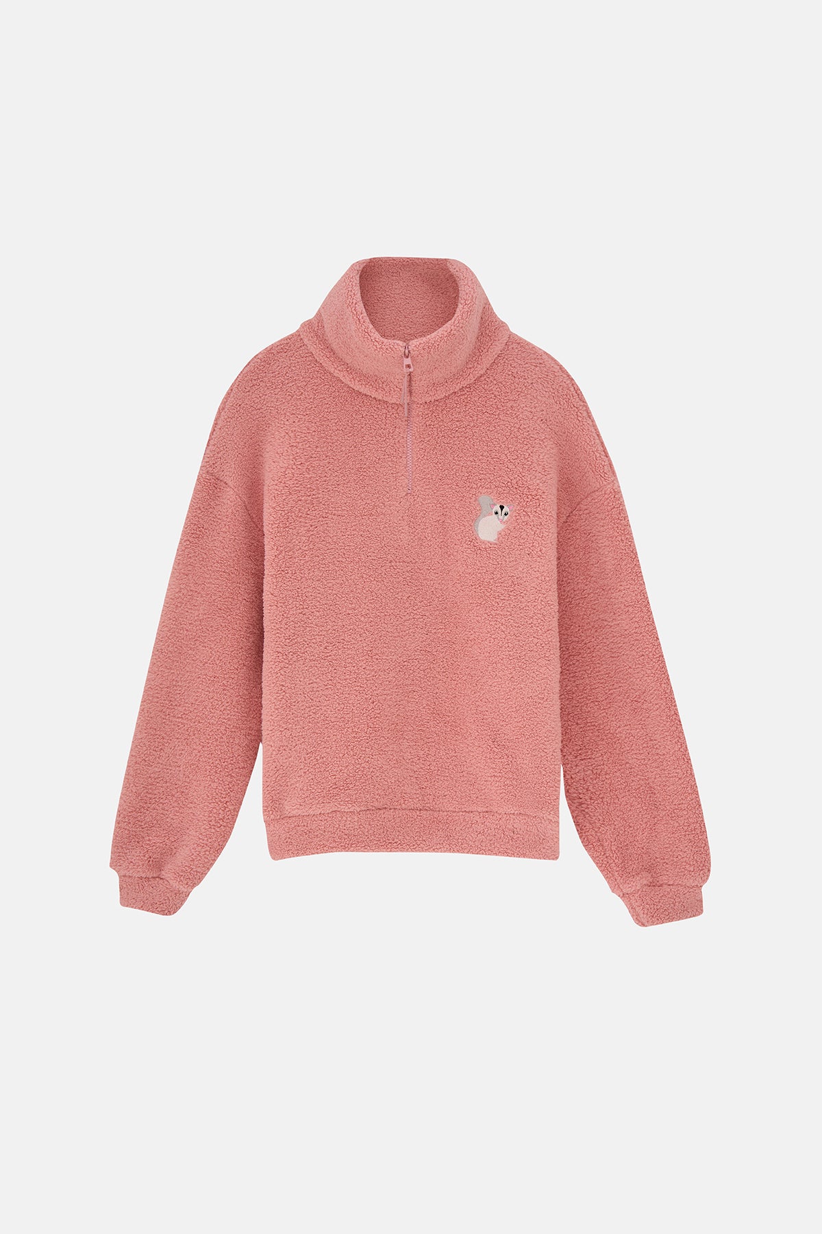 Sugar Glider Sherpa Quarter-Zip Sweatshirt - Pembe