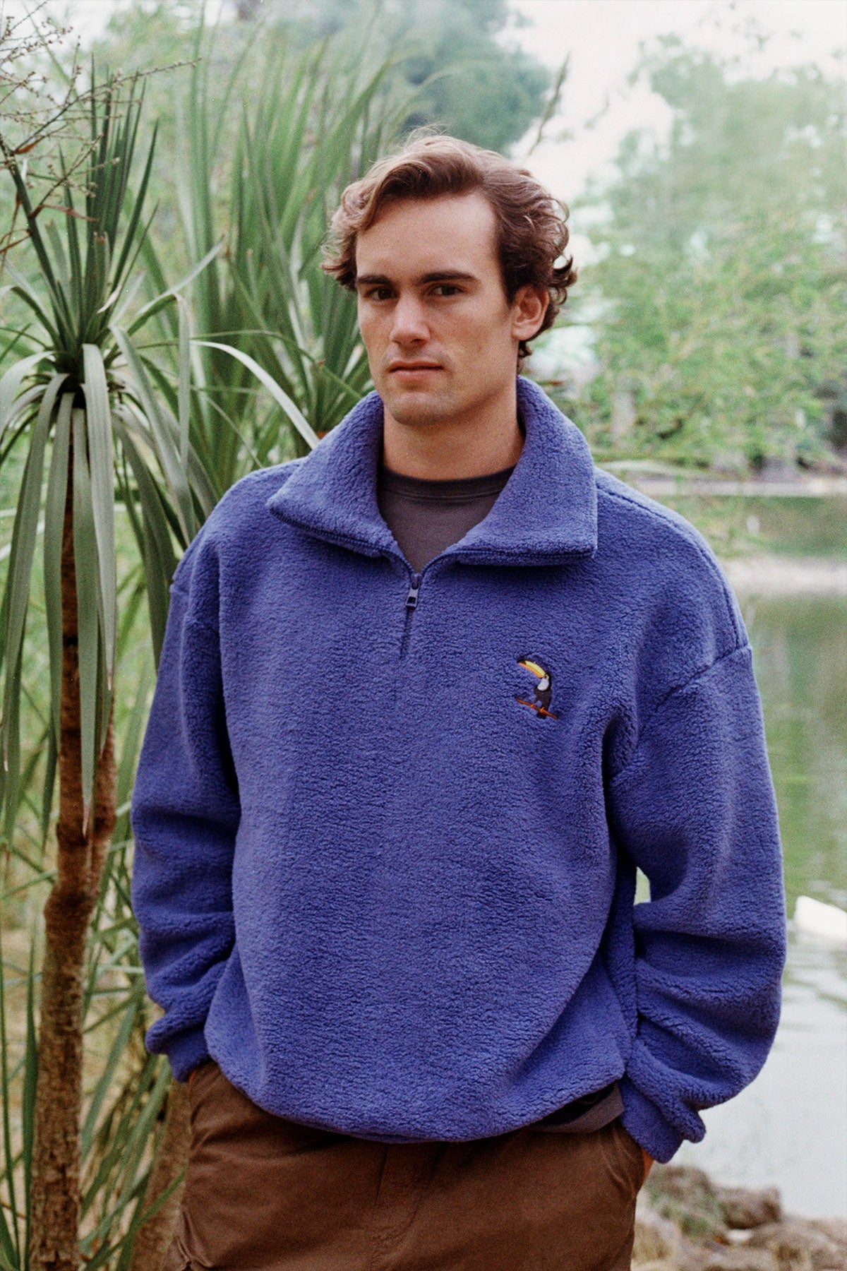 Tukan Sherpa Quarter-Zip Sweatshirt - Saks mavi
