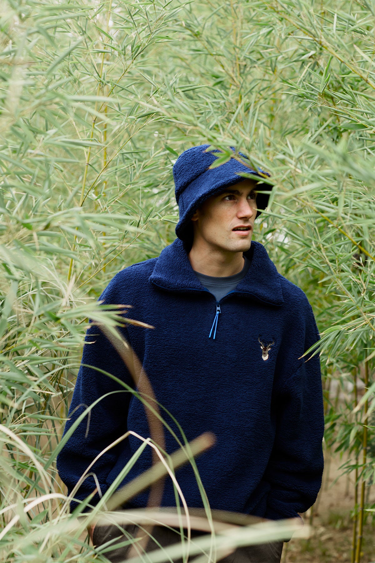 Geyik Sherpa Quarter-Zip Sweatshirt - Lacivert
