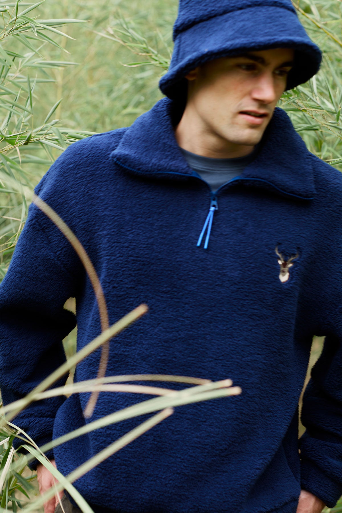 Geyik Sherpa Quarter-Zip Sweatshirt - Lacivert