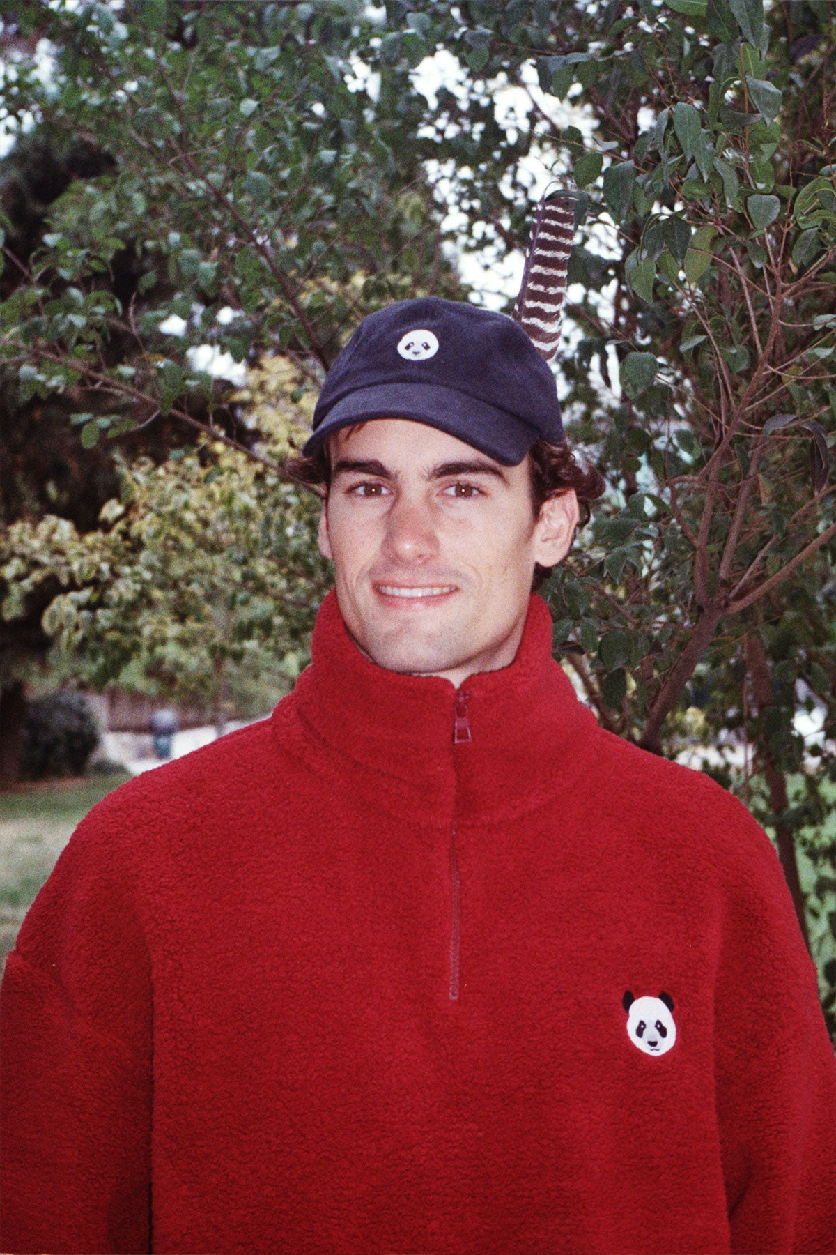 Panda Sherpa Quarter-Zip Sweatshirt - Bordo