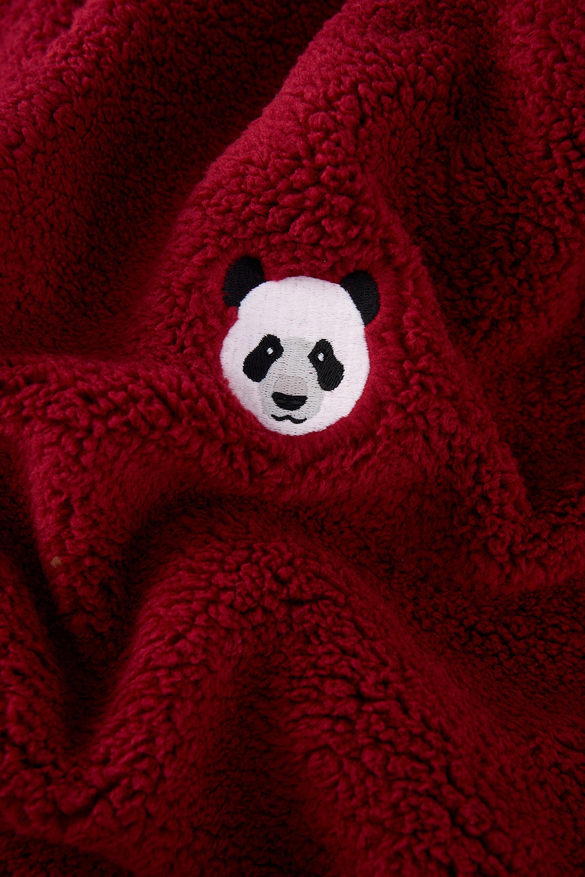 Panda Sherpa Quarter-Zip Sweatshirt - Bordo