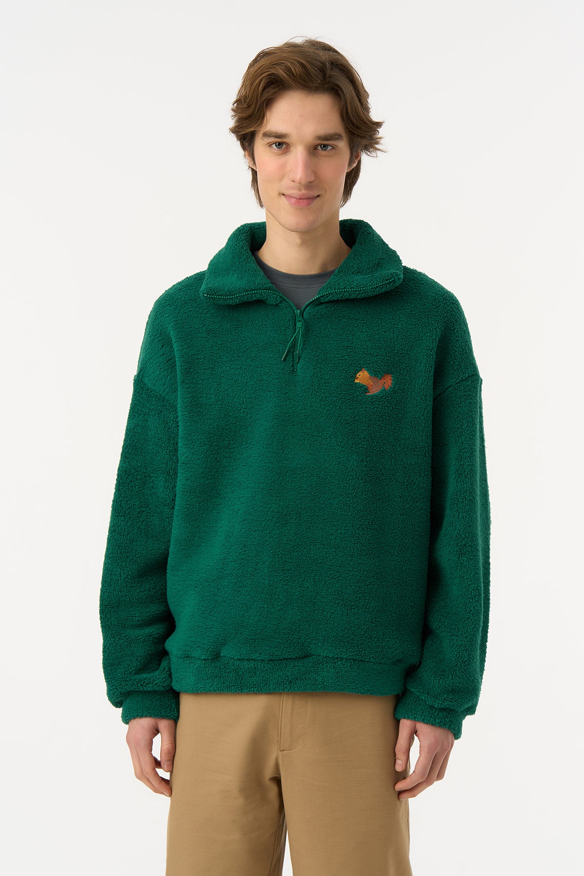 Sincap Sherpa  Quarter-Zip Sweatshirt - Nefti Yeşil