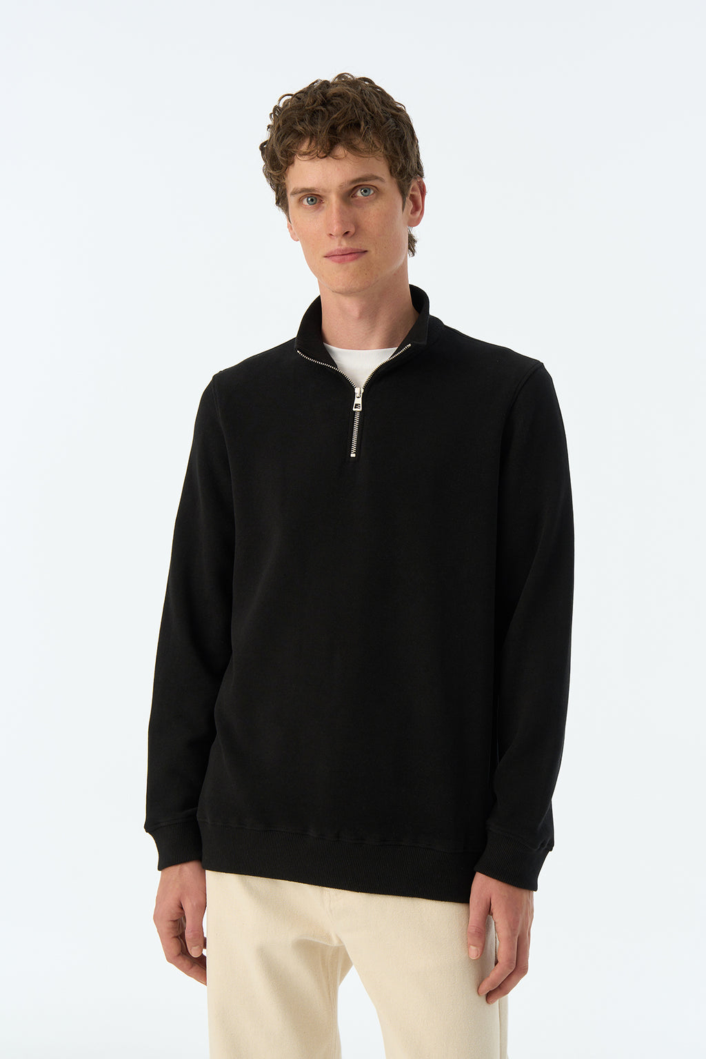 Basic SuperSoft Quarter-Zip Sweatshirt - Siyah
