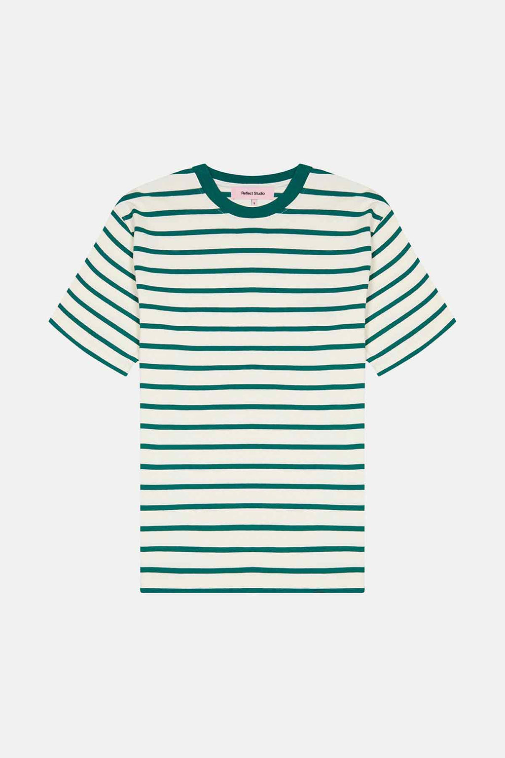 Çizgili Heavyweight T-shirt - Yeşil / Ekru