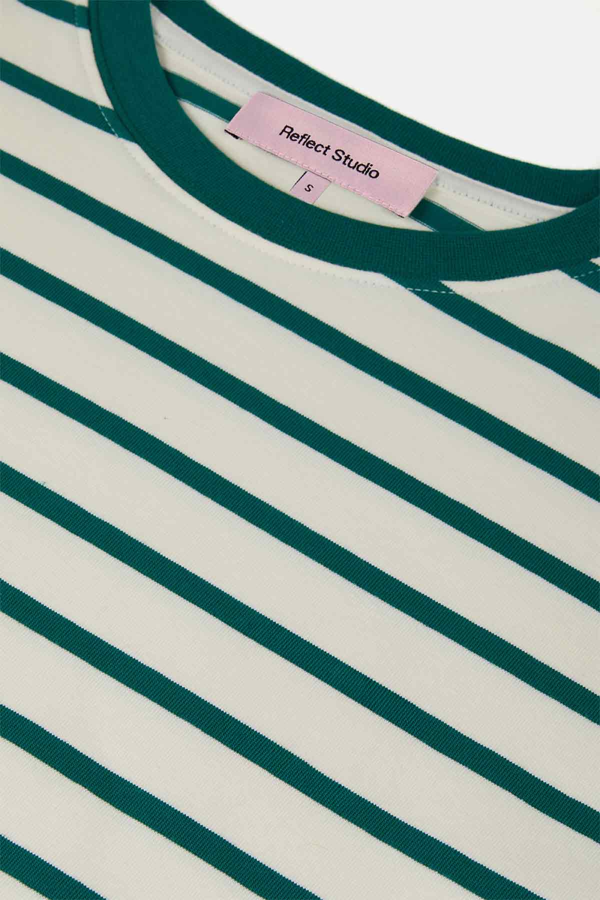 Çizgili Heavyweight T-shirt - Yeşil / Ekru