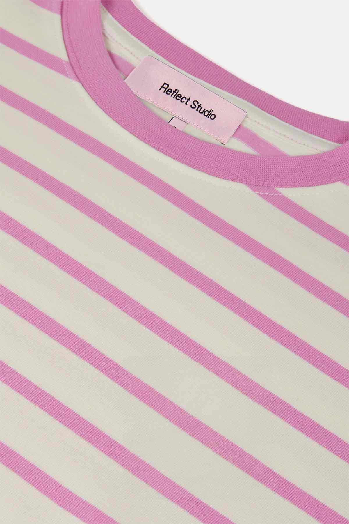 Çizgili Heavyweight T-shirt - Pembe / Ekru