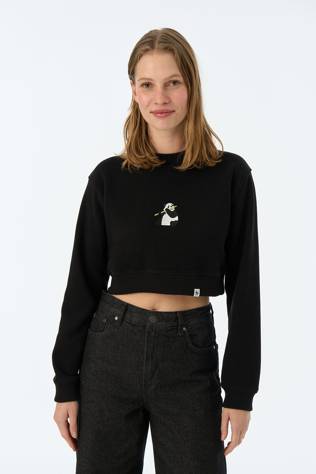 Giant Panda SuperSoft Crop Sweatshirt - Siyah