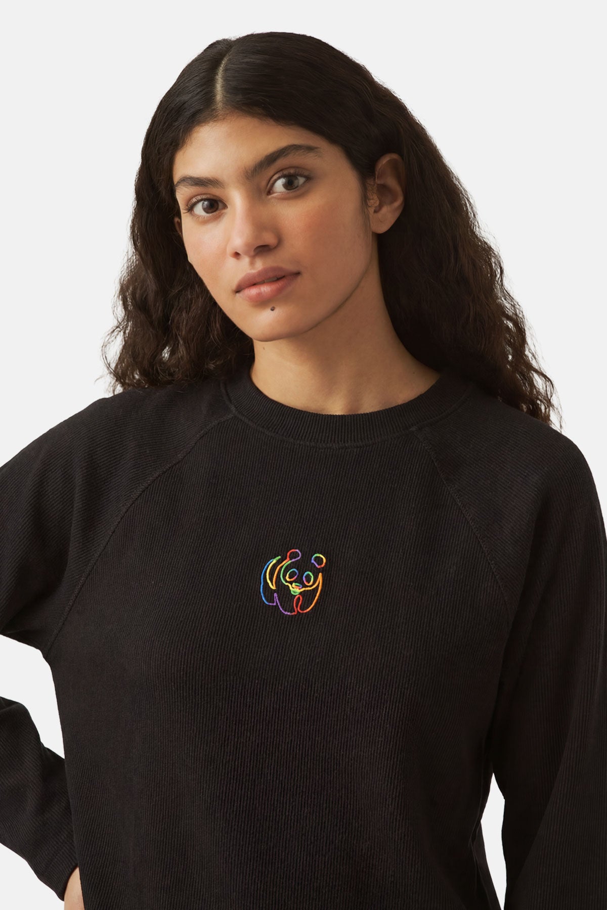 Panda Fitilli Sweatshirt - Siyah
