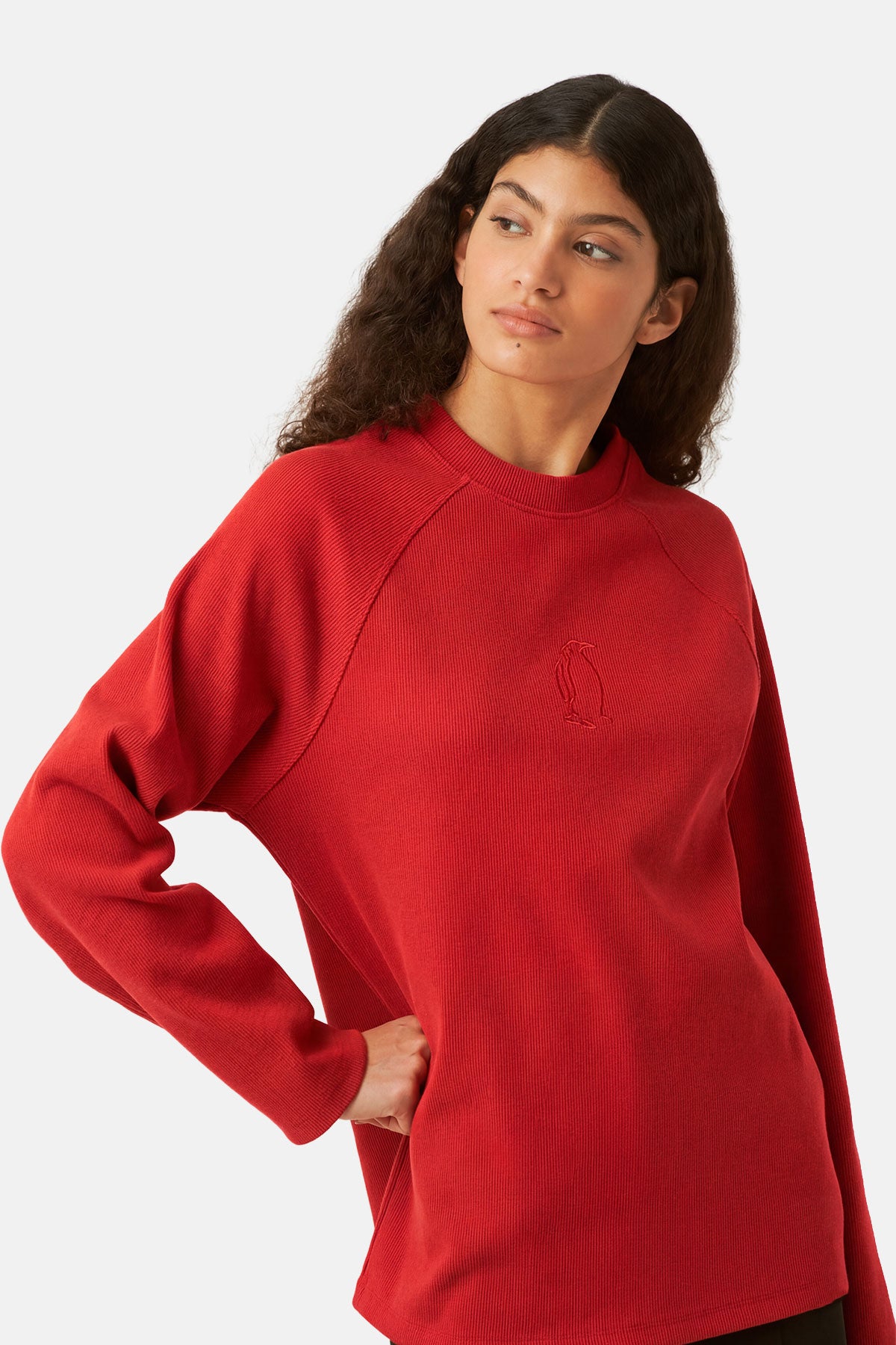 İmparator Penguen Fitilli Sweatshirt - Kırmızı