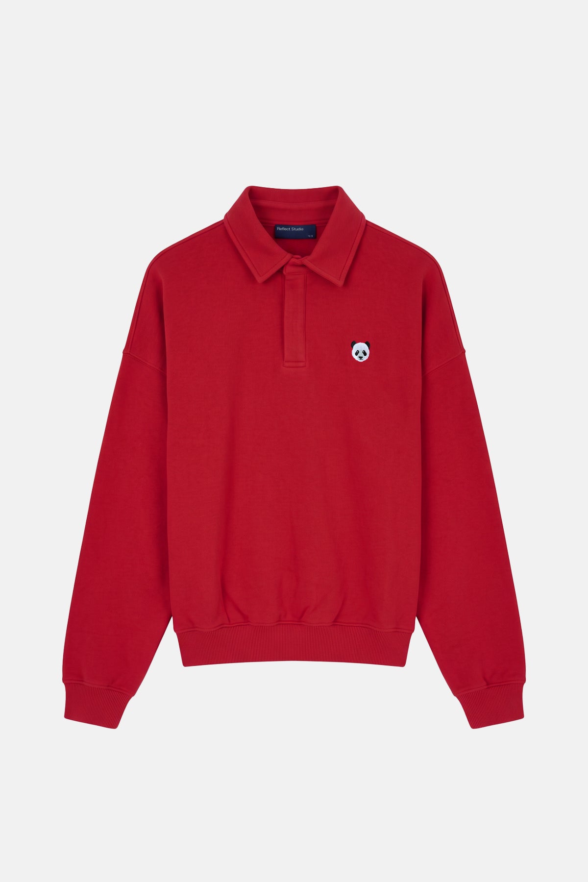 Panda SuperSoft Oversize Polo Yaka Sweatshirt - Kırmızı