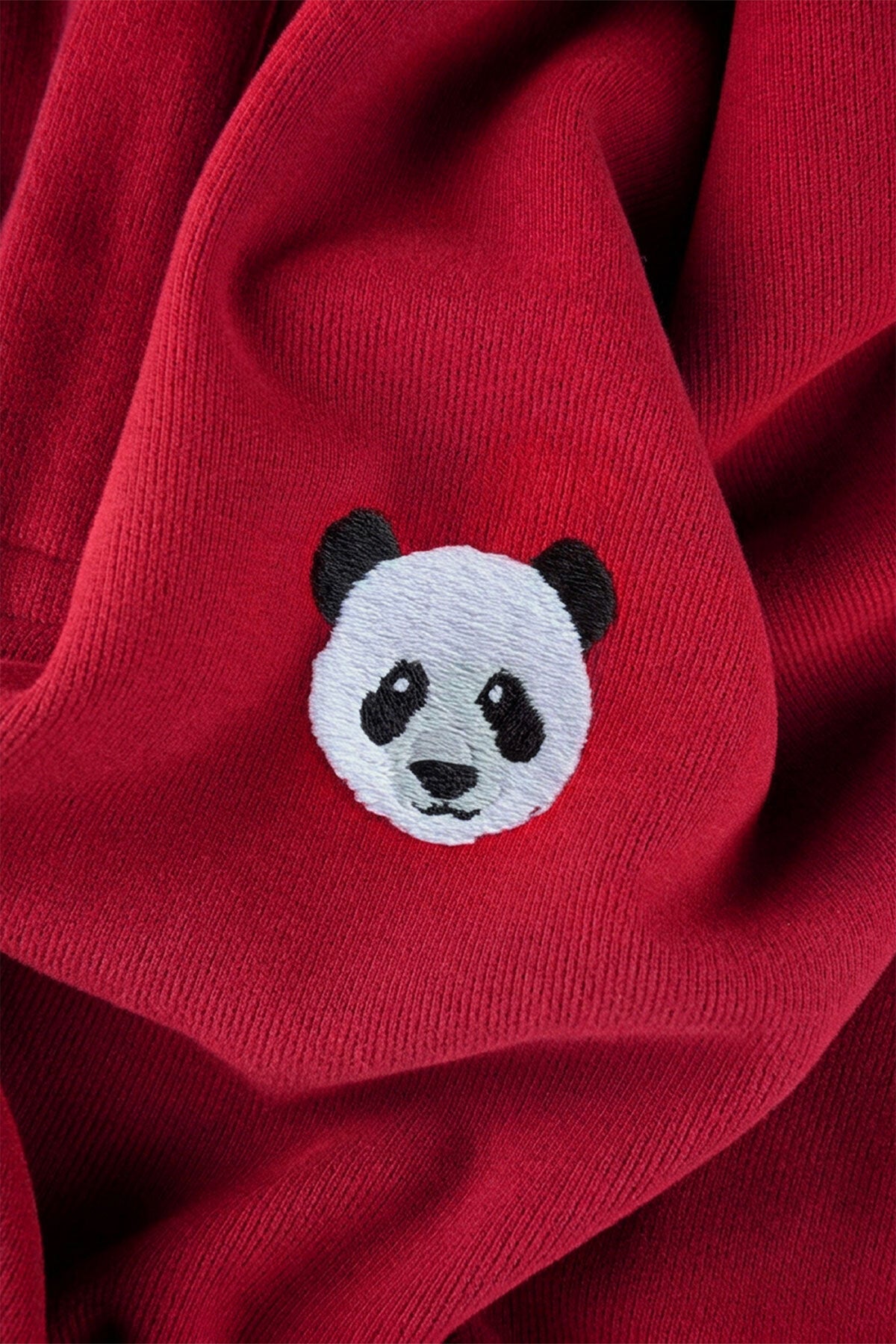 Panda SuperSoft Oversize Polo Yaka Sweatshirt - Kırmızı
