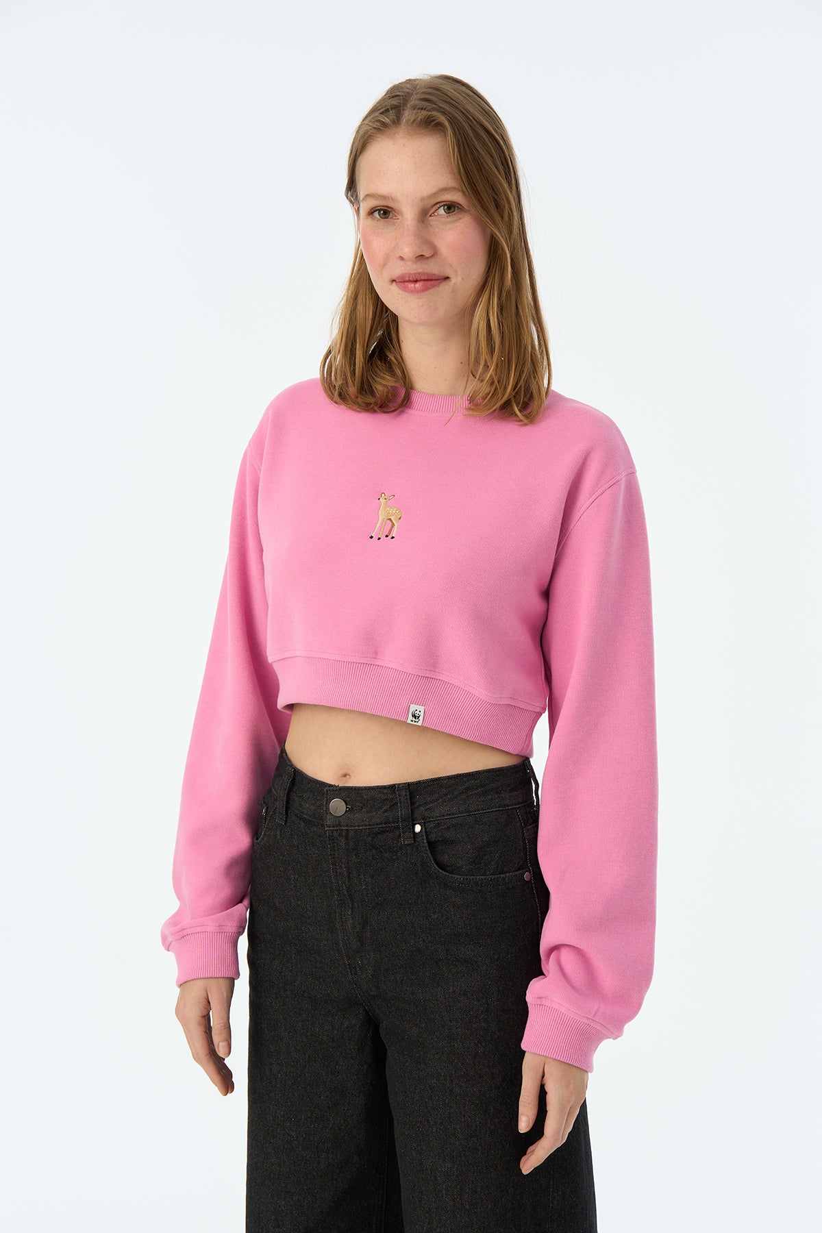 Ceylan  SuperSoft Crop Sweatshirt - Pembe