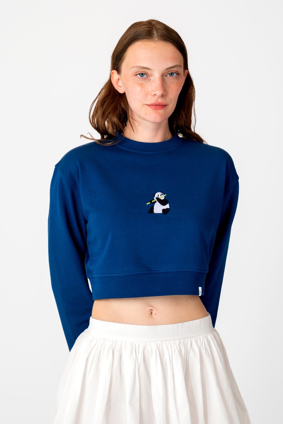 Giant Panda Soft Fleece Crop Sweatshirt - Lacivert