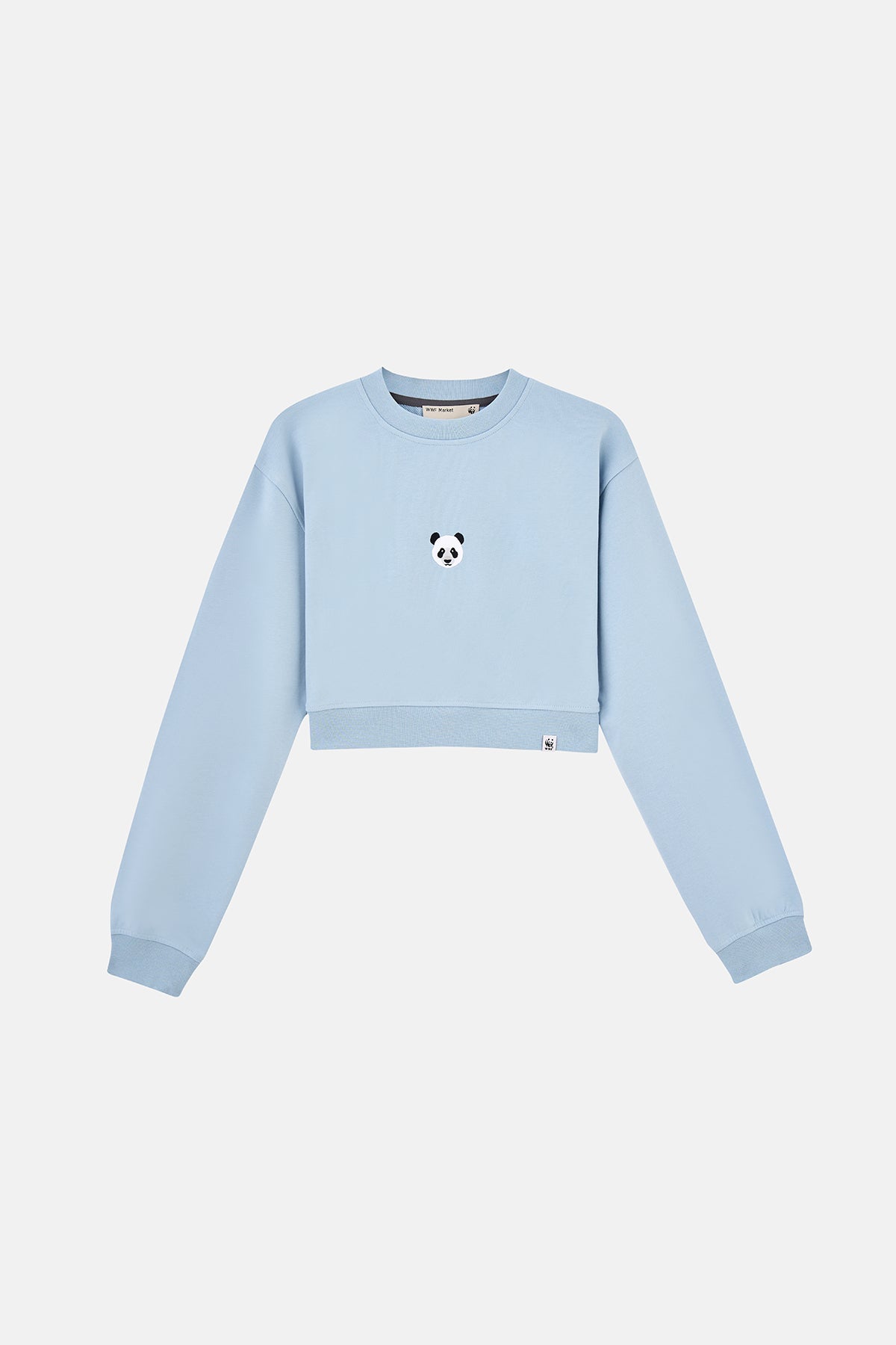 Panda Soft Fleece Crop Sweatshirt - Açık Mavi