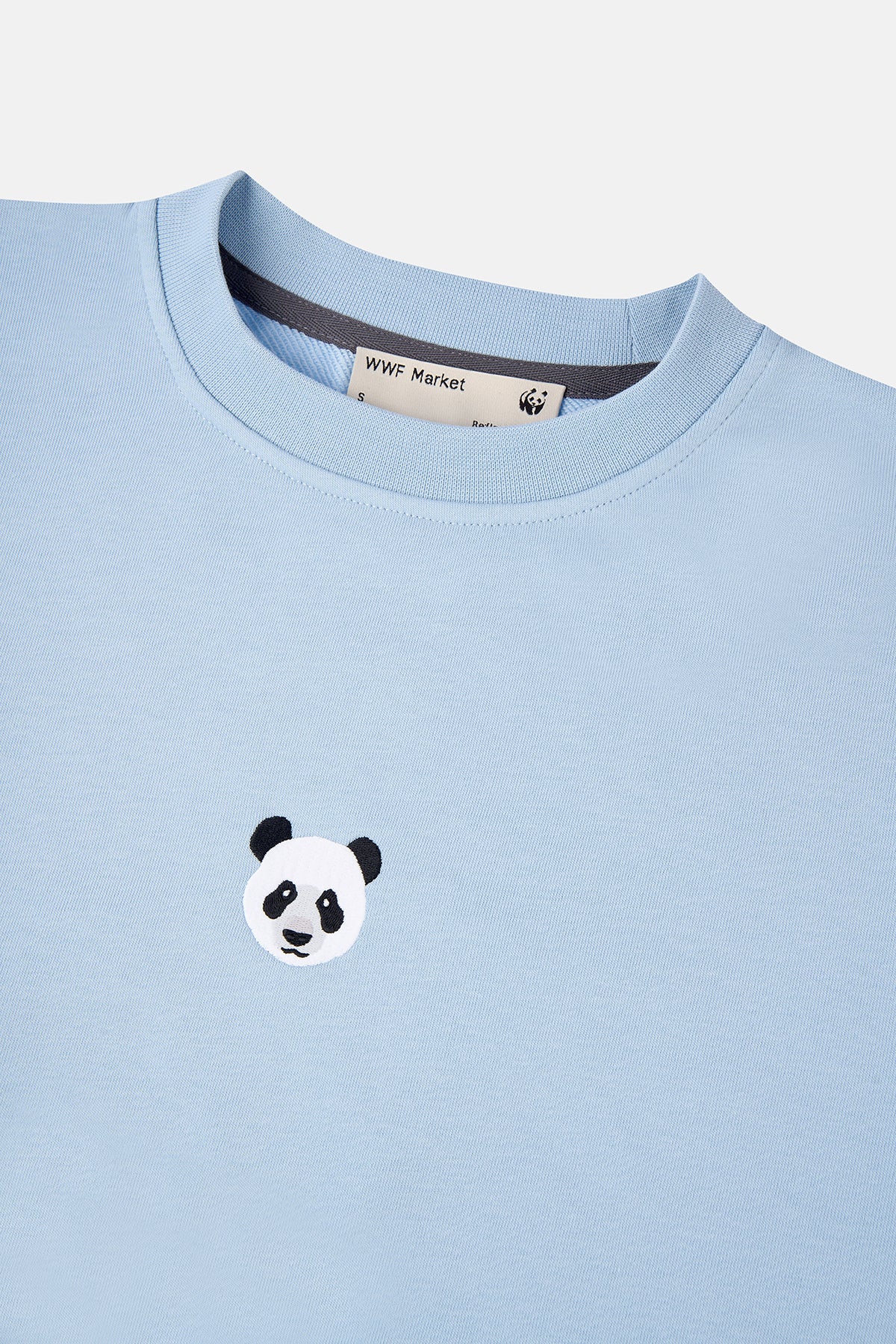 Panda Soft Fleece Crop Sweatshirt - Açık Mavi