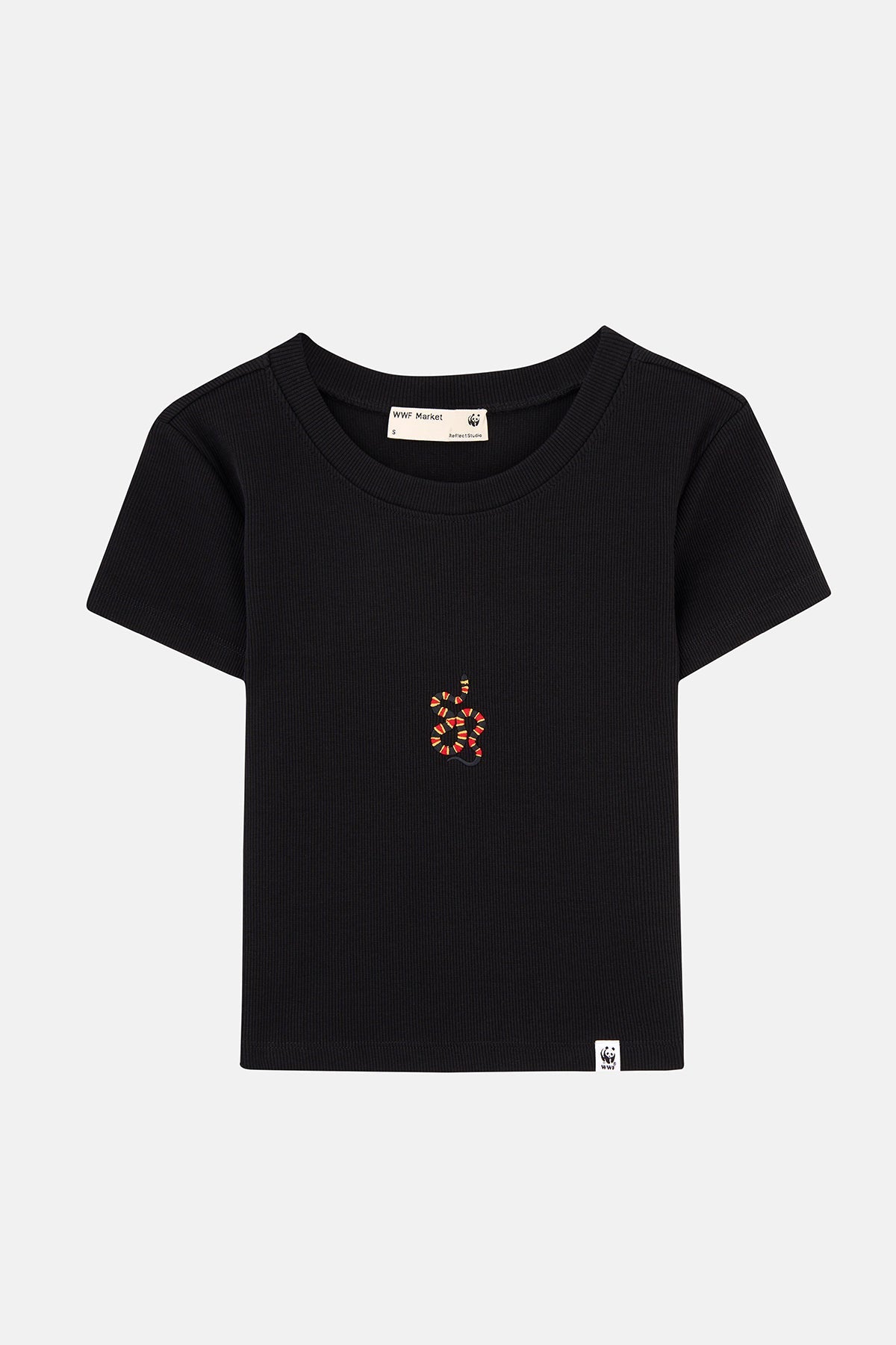 Mercan Yılanı Ribana Crop T-Shirt - Siyah