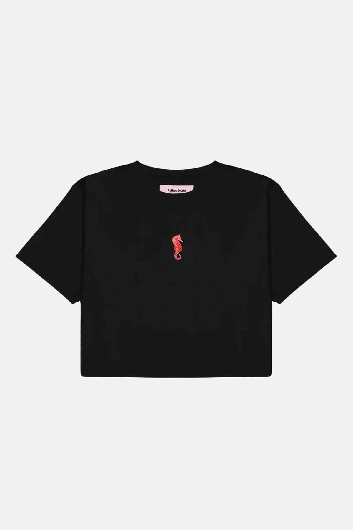 Denizatı Lightweight Crop T-Shirt - Siyah