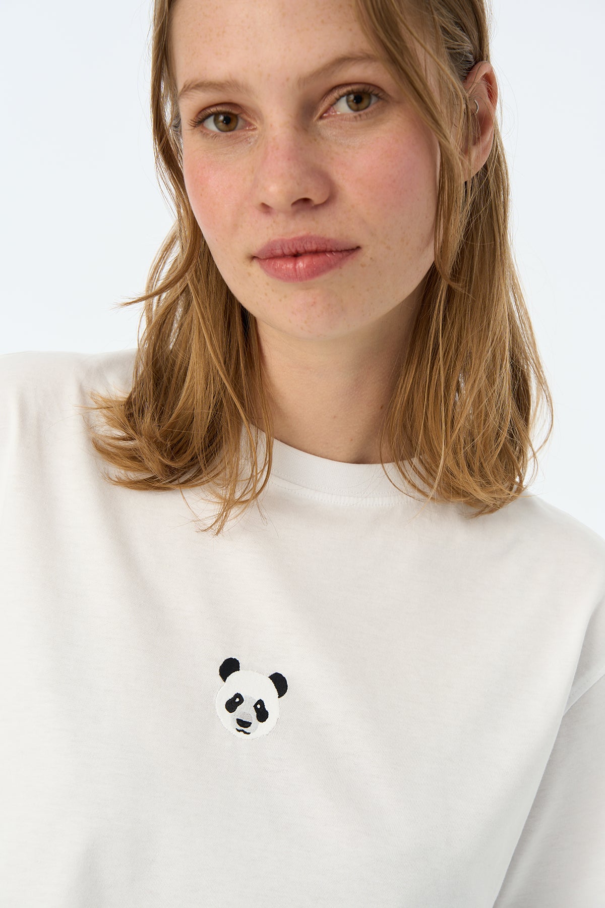 Panda Lightweight Crop T-Shirt - Beyaz · 2