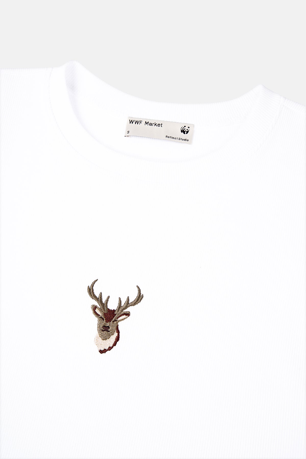 Geyik Ribana Crop T-shirt - Beyaz