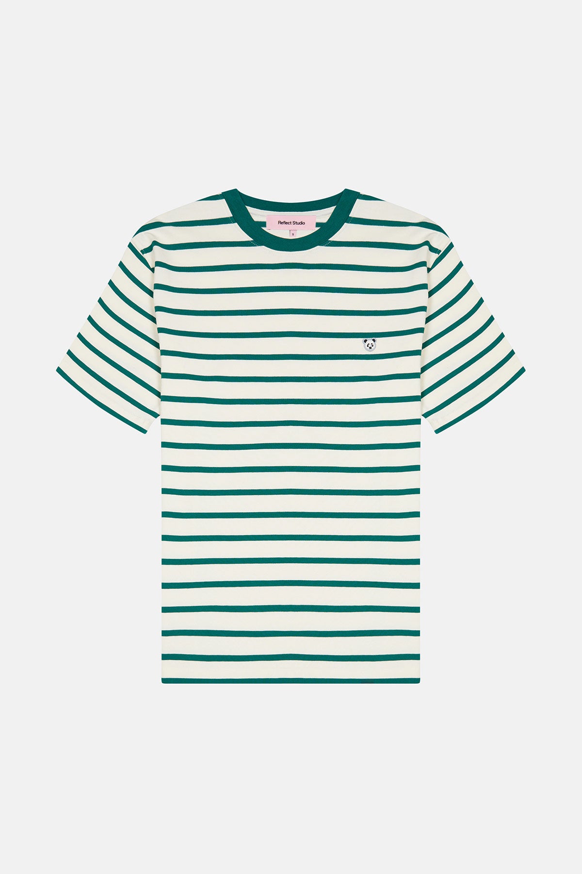 Panda Heavyweight Çizgili T-Shirt - Yeşil/Ekru