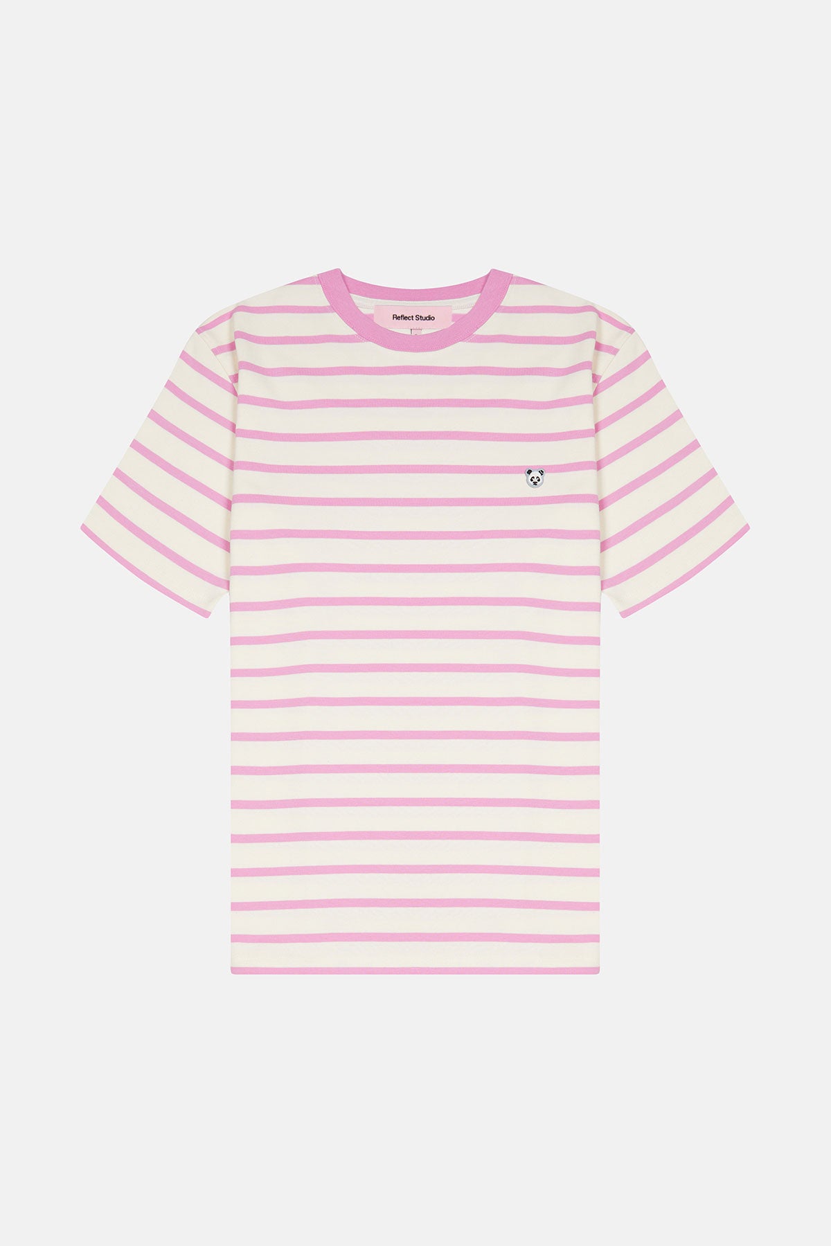 Panda Heavyweight Çizgili T-Shirt - Pembe /Ekru