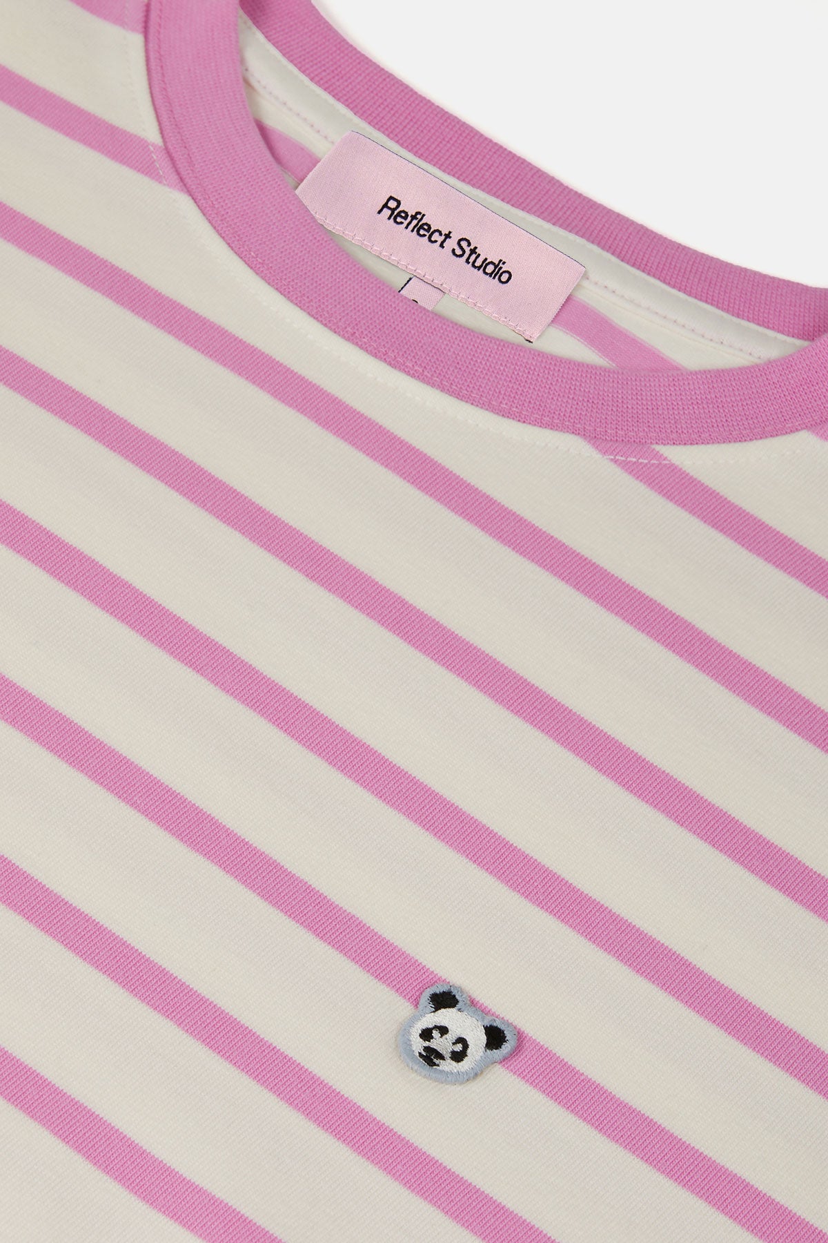 Panda Heavyweight Çizgili T-Shirt - Pembe /Ekru