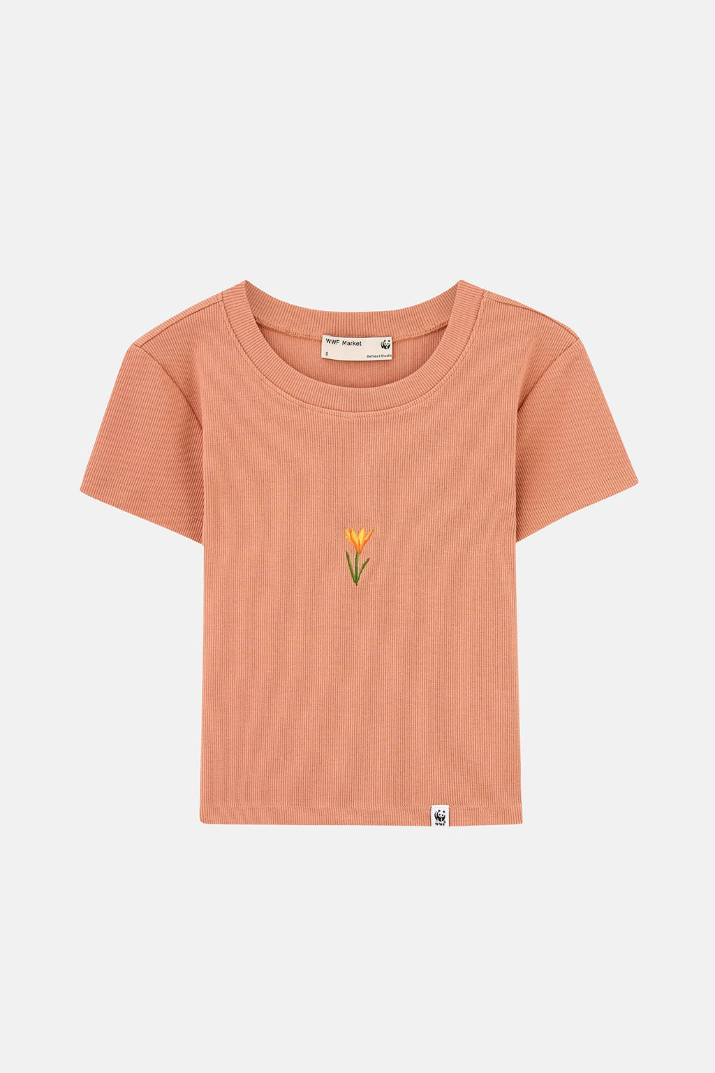 İstanbul Çiğdemi Ribana Crop T-Shirt - Somon Rengi