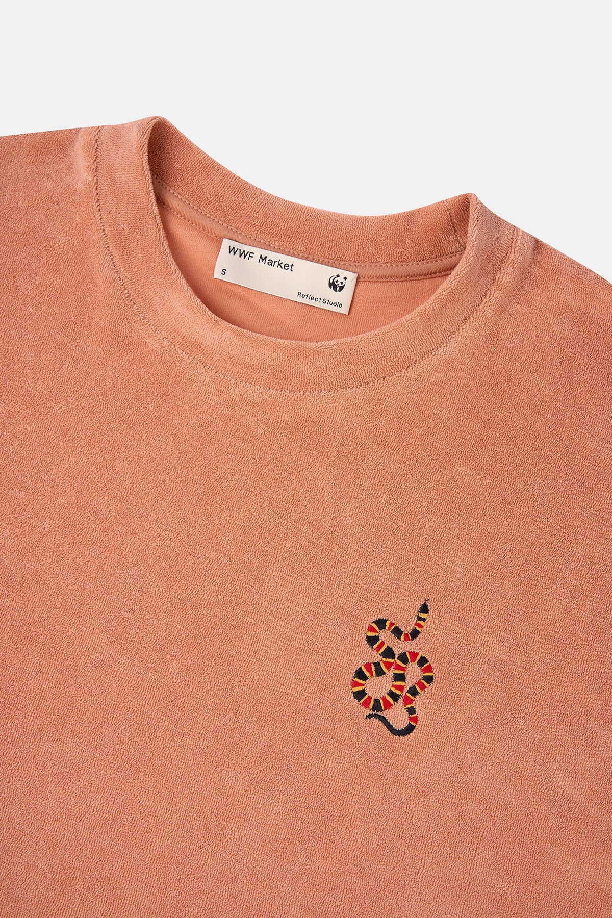 Mercan Yılanı Oversize Terry T-Shirt - Somon Rengi