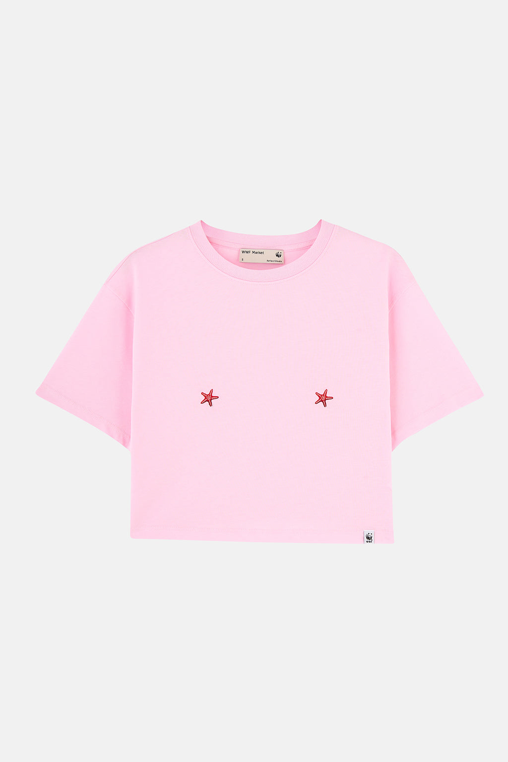 Deniz Yıldızları Light-Weight Crop T-Shirt  - Pembe