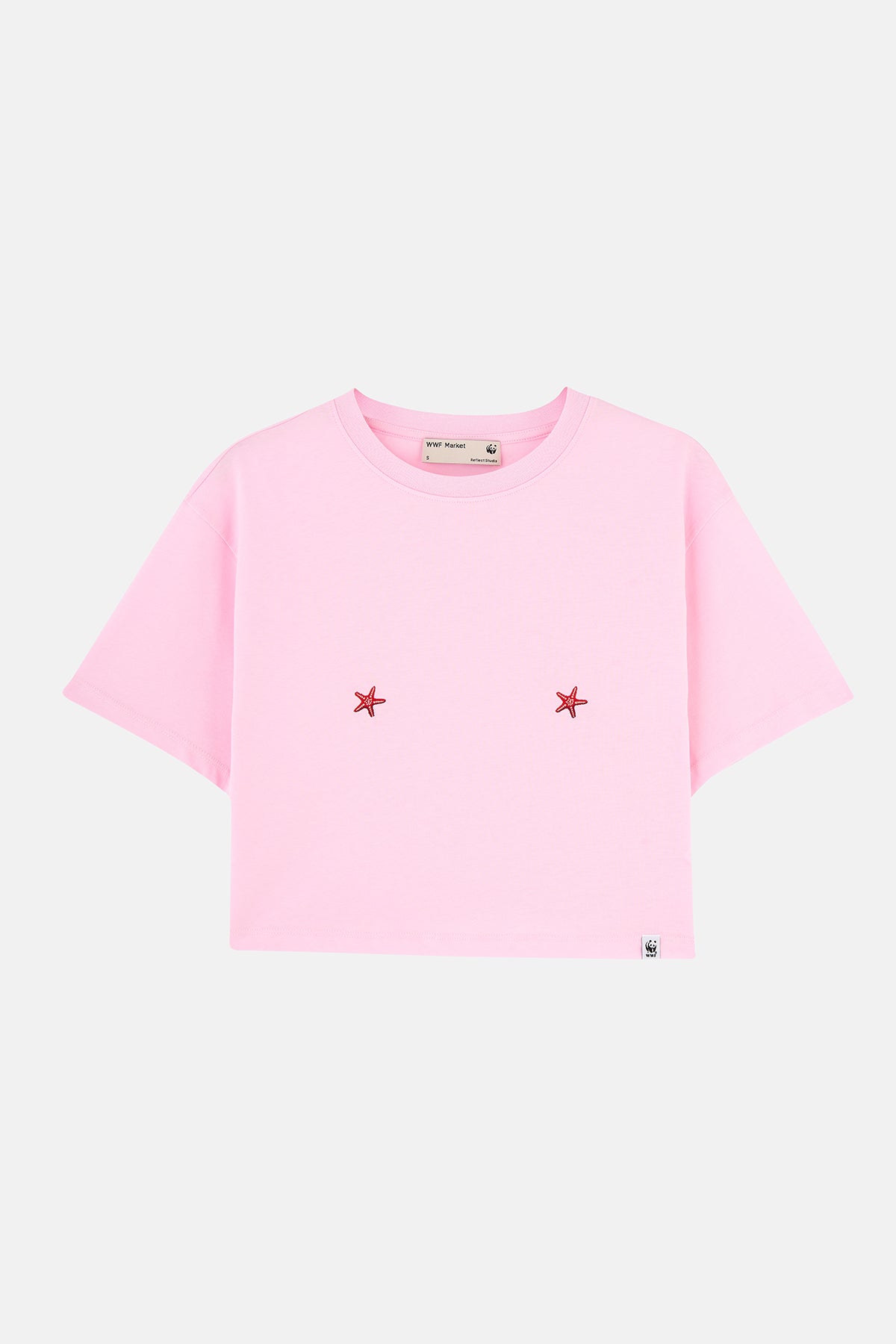 Deniz Yıldızları Light-Weight Crop T-Shirt  - Pembe